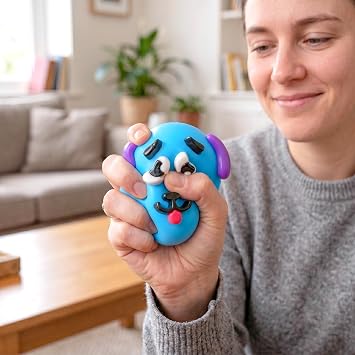 Smushers Squishy Sensory Toy with Interchangeable Dog Faces, Slow Rising Stress Relief Ball, Soft Moldable Fidget Squeeze Toy for Adults Anxiety, Office Desk Decor, Calming Sensory Gift