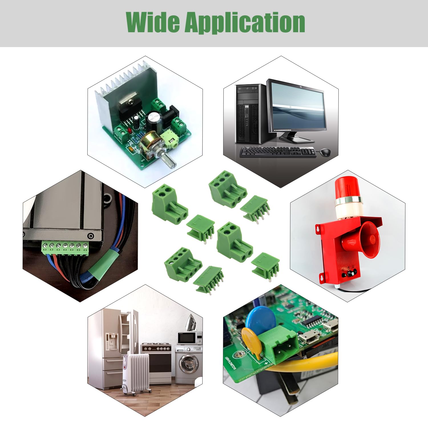 Zhuguiming - Jeu De 6 Connecteurs Borniers à Vis 5,08 Mm Pour PCB - Vert - Type 2EDG