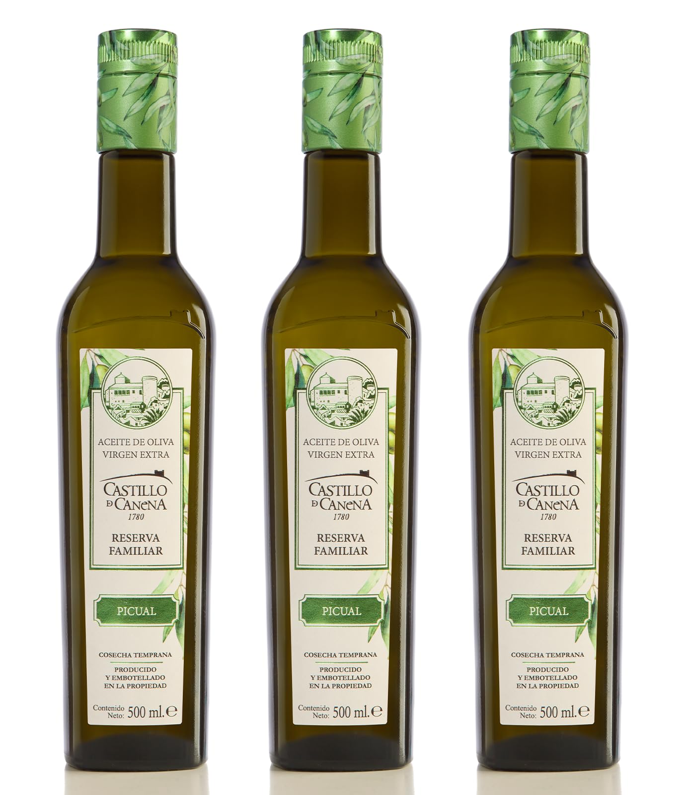 Castillo de Canena | 3 Flaschen 500 ml Picual Sorten | Spanisch Natives Olivenöl extra, frisch direkt aus der produzierenden Mühle