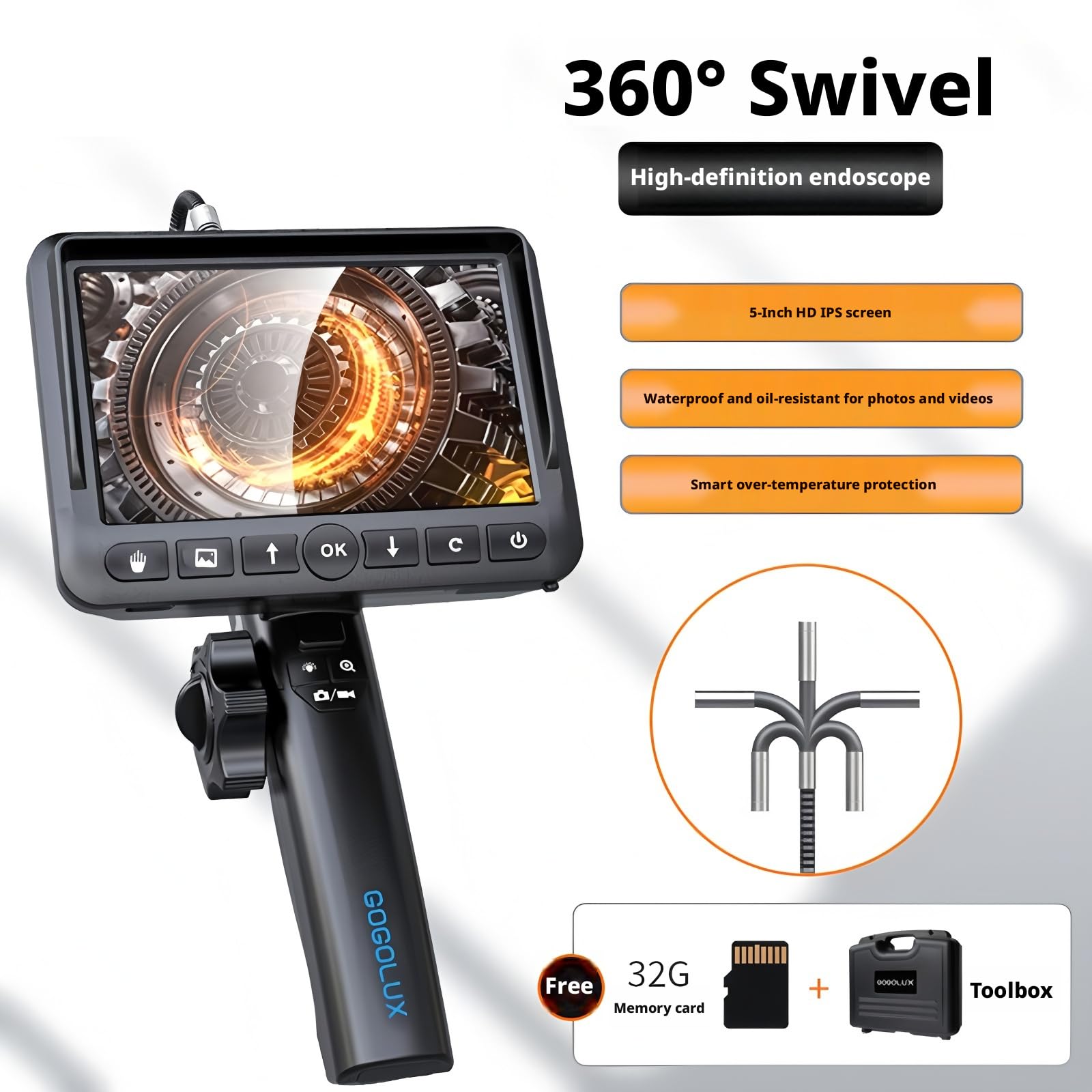 BorescopeGL-500L Inspection camera Endoscope 8.5mm 3M Single Lens 1080P