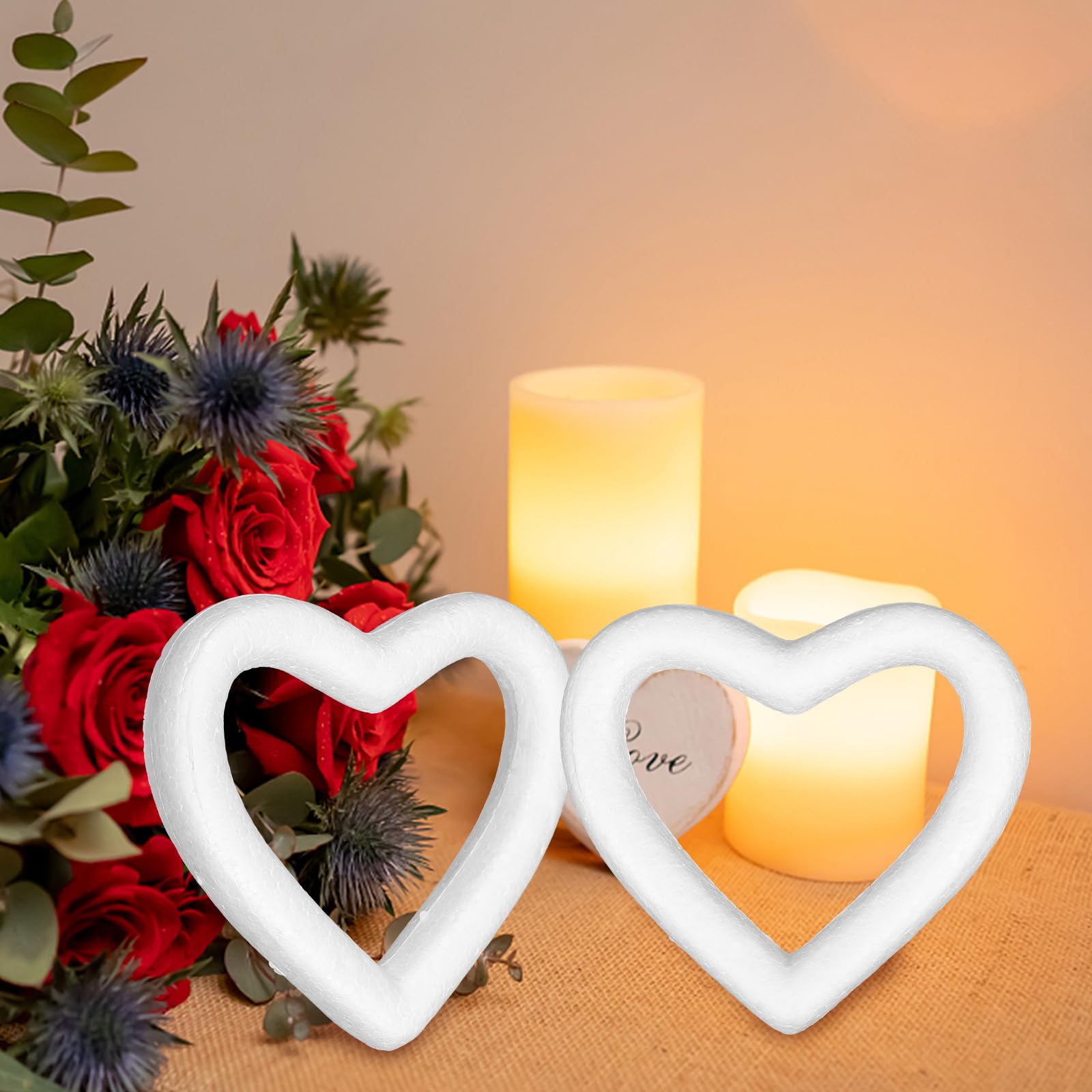 STOBAZA 10 Pack Heart, Heart Shaped Foam for Valentine's Day Love Heart Form Wreath, Foam Heart Wreath Frame Rings for DIY Craft Projects and Wedding Ceremony Party Decoration