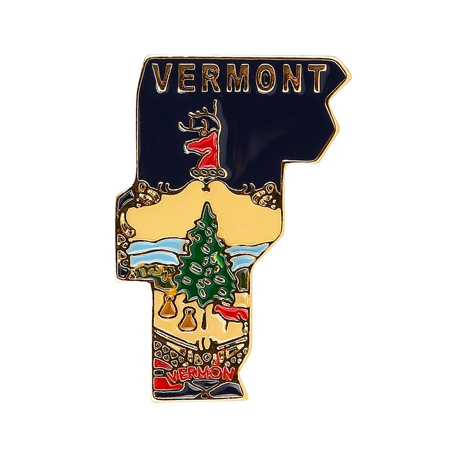 State Shaped Map Lapel Metal Pin Enamel Brooch Keepsake Beautifully Designed for Backpack Hat