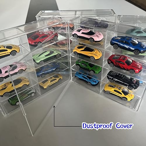 Miniatura 5 de Hot Wheels - Estuche de exhibición de montaje en pared, almacenamiento de pared de coche de juguete 164, organizador de coche de 4 piezas, 32