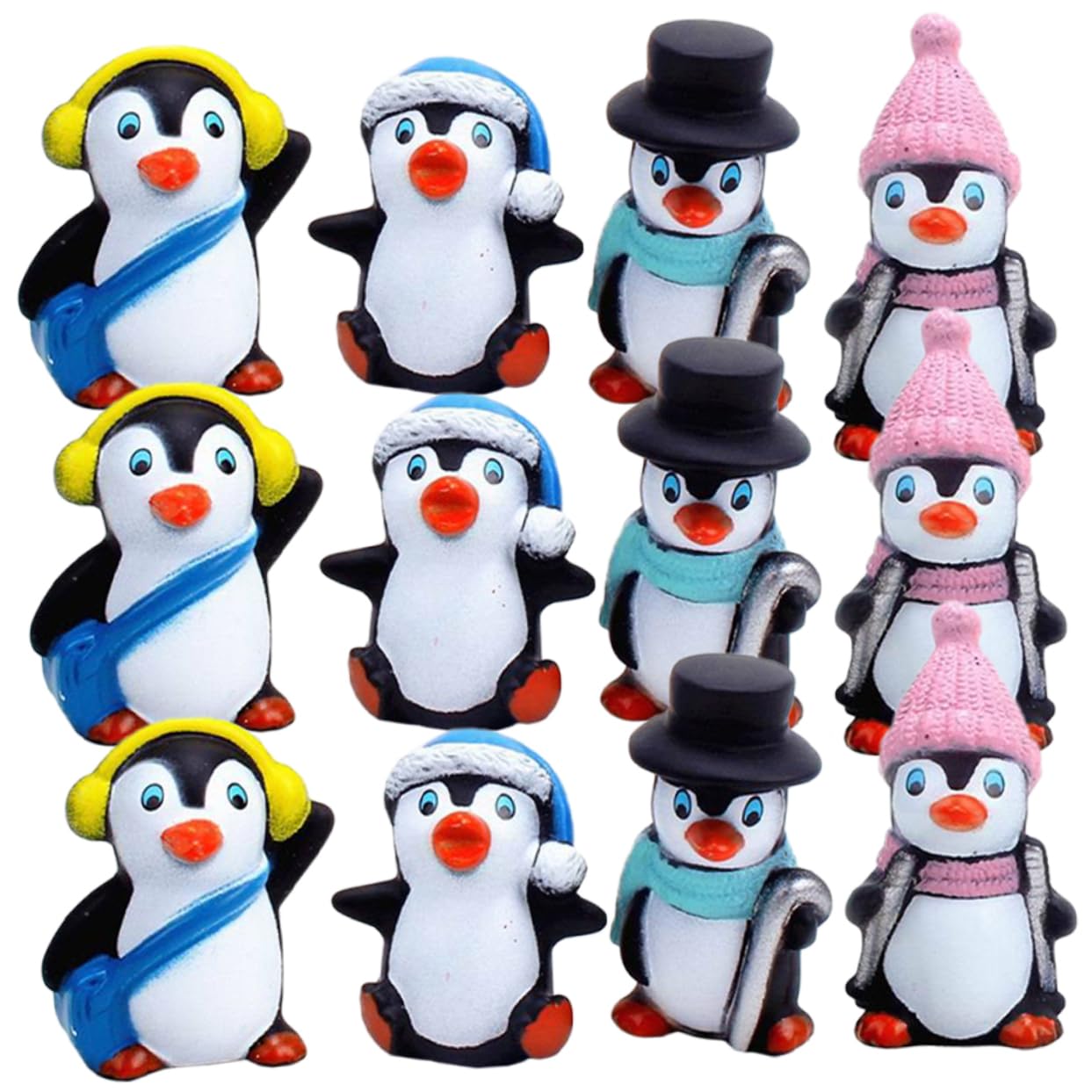 VICASKY 12Pcs Micro Penguin Figures Cute Decor for Cake Toppers Boy Ornaments Realistic Penguin Statues for Boy Girl Play Home Decor Photo Props and Winter Celebrations