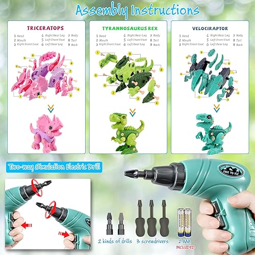 Miniatura 4 de FREE TO FLY Juguetes de dinosaurio para niños de 3, 4, 5, 6, 7, 8 años juguetes de dinosaurio desmontables para niños de 3-5 5-7 STEM construcción