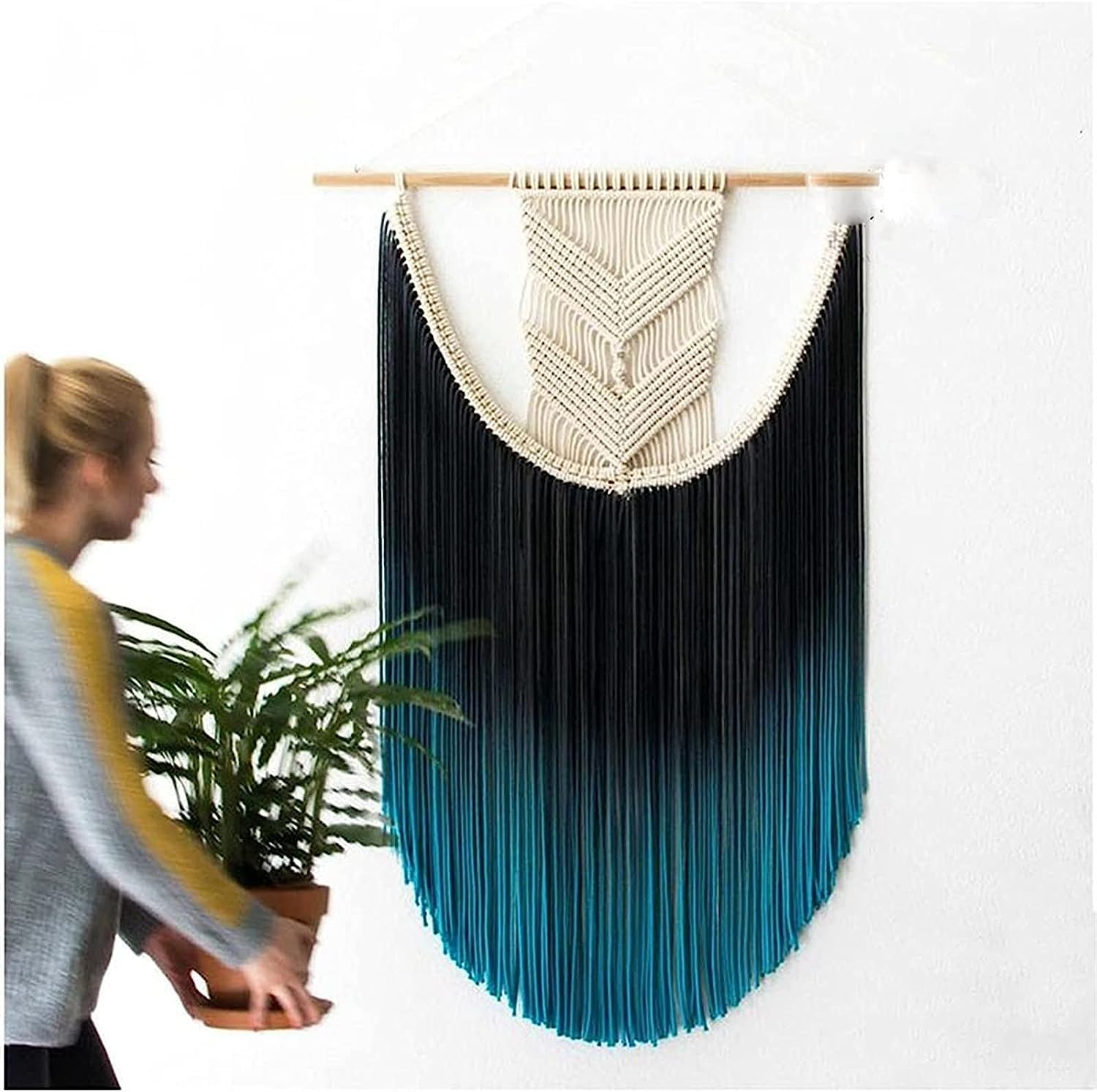 SERENEPEAK Macrame Wall Hanging Woven Macrame Tassel Boho Wall Decor