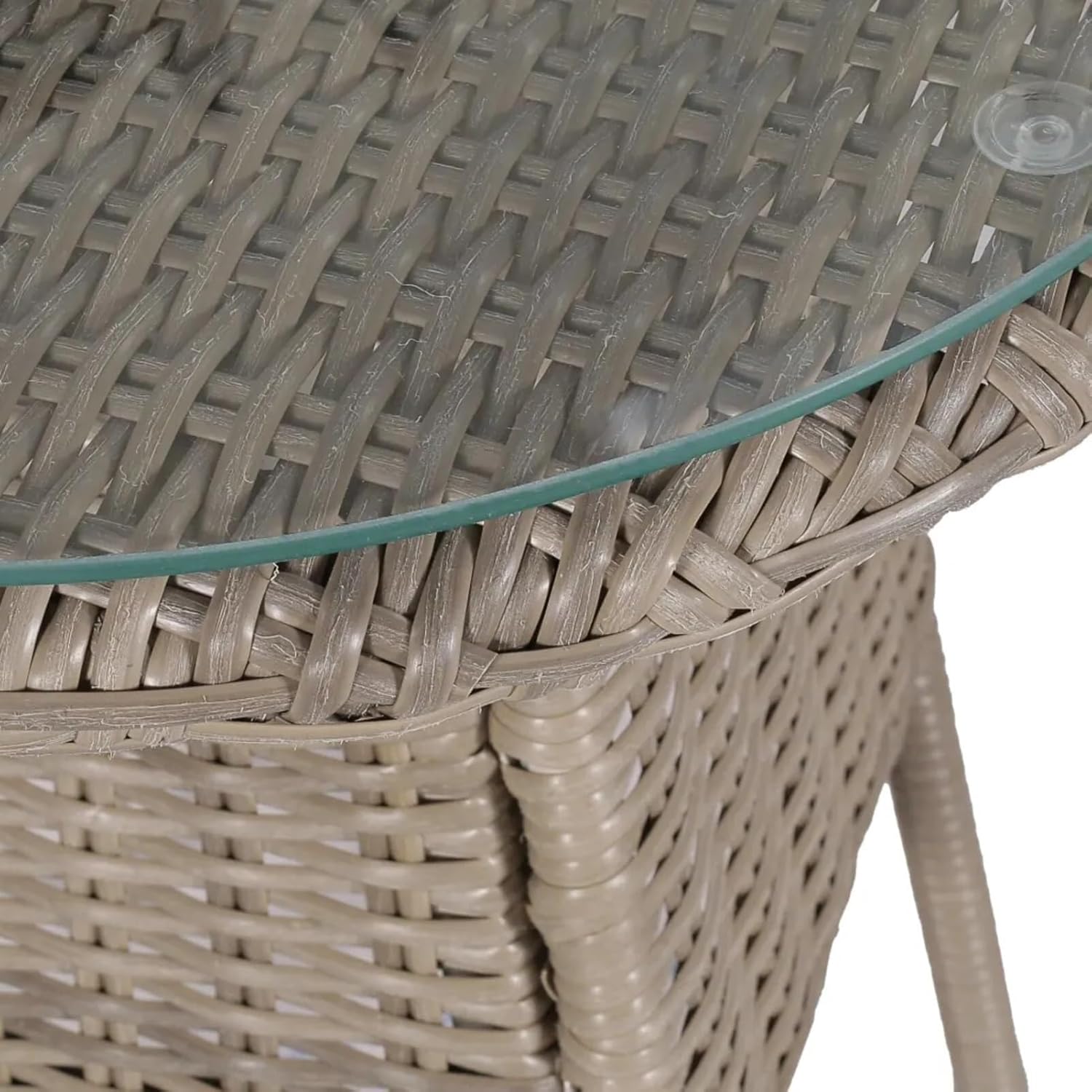 3-Piece Patio Furniture Set, Small Outdoor Wicker Rattan Bistro Set with Cushions & Glass Table for Garden, Balcony, Poolside