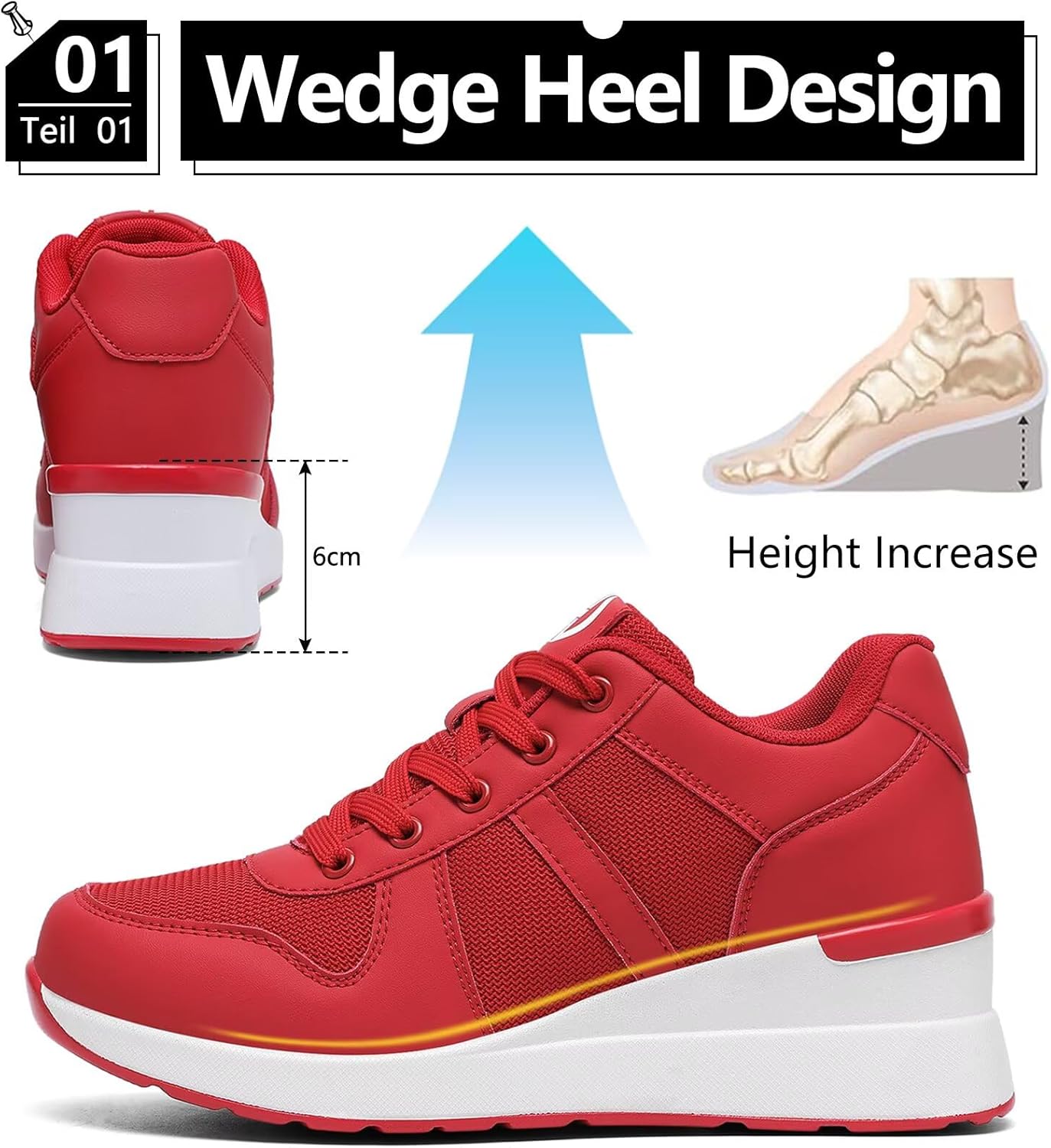 Wedge Sneakers for Women, Non-Slip Breathable High Heels for All Seasons - Image 3