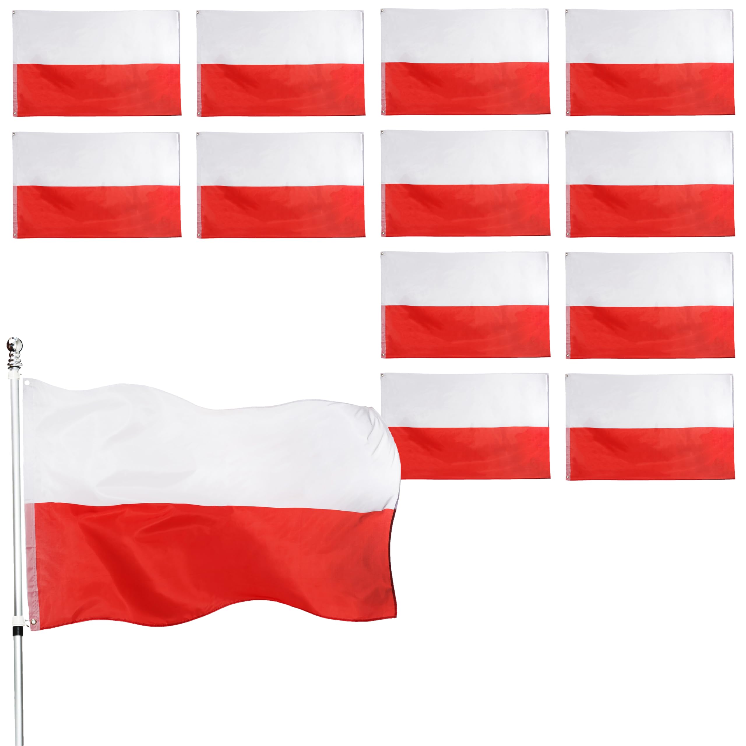 Drapeau polonais 152 x 91 cm pour match de football et fêtes de rue