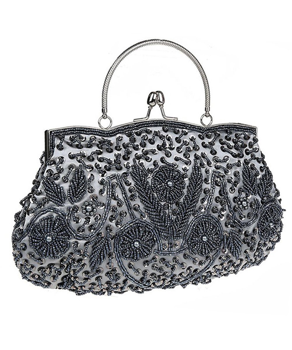 Satin Purse Evening Handbags Wedding Bag Beaded Sequins Clutch for Party