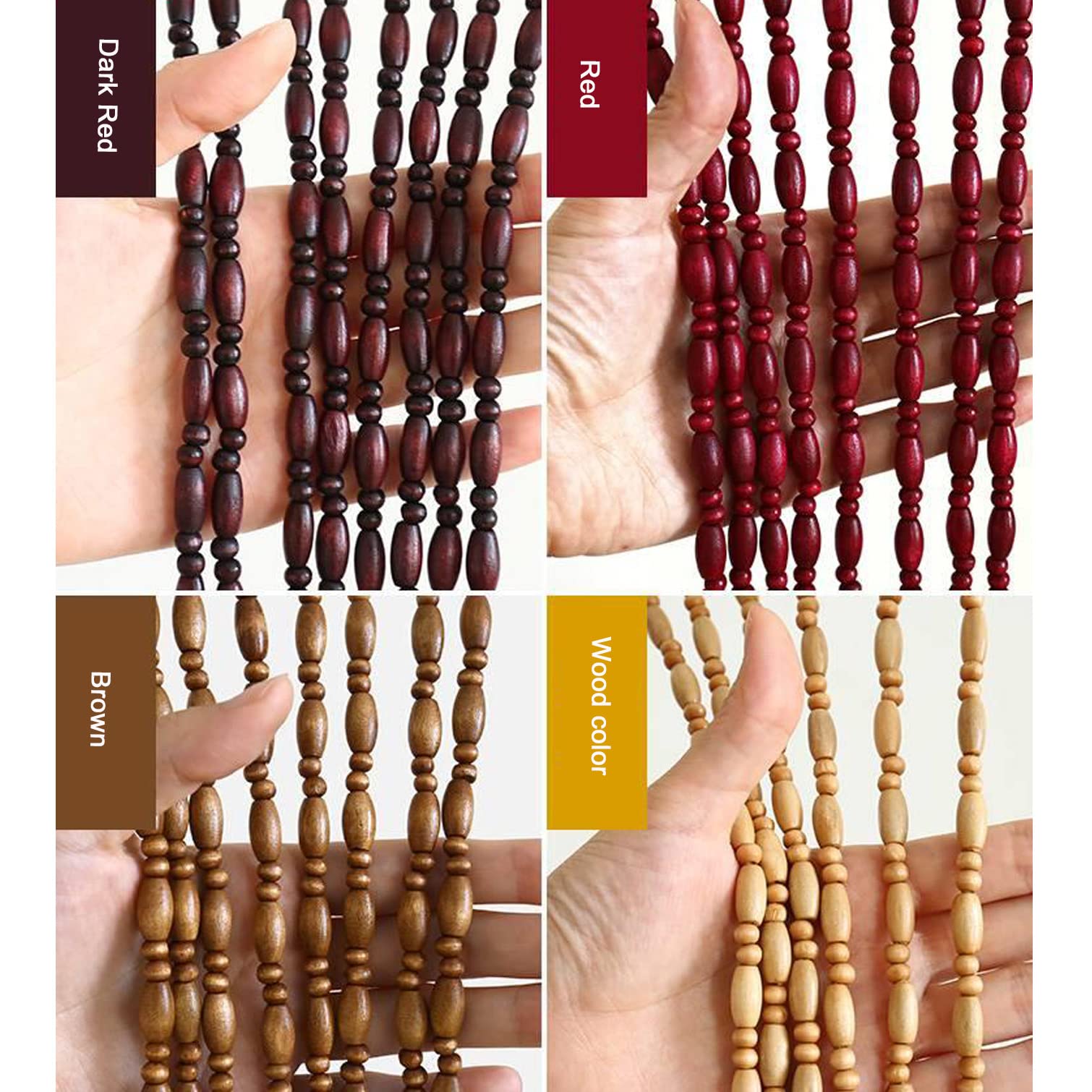 Rideau de Porte Perles en Bois Naturel,Rideau a Perles Suspendre Intérieur et Extérieur,pour Décoration de Maison,Panneau Entrée Salon Chambre Rustique Rideau,Personnalisable (46 Brins-90x120cm)