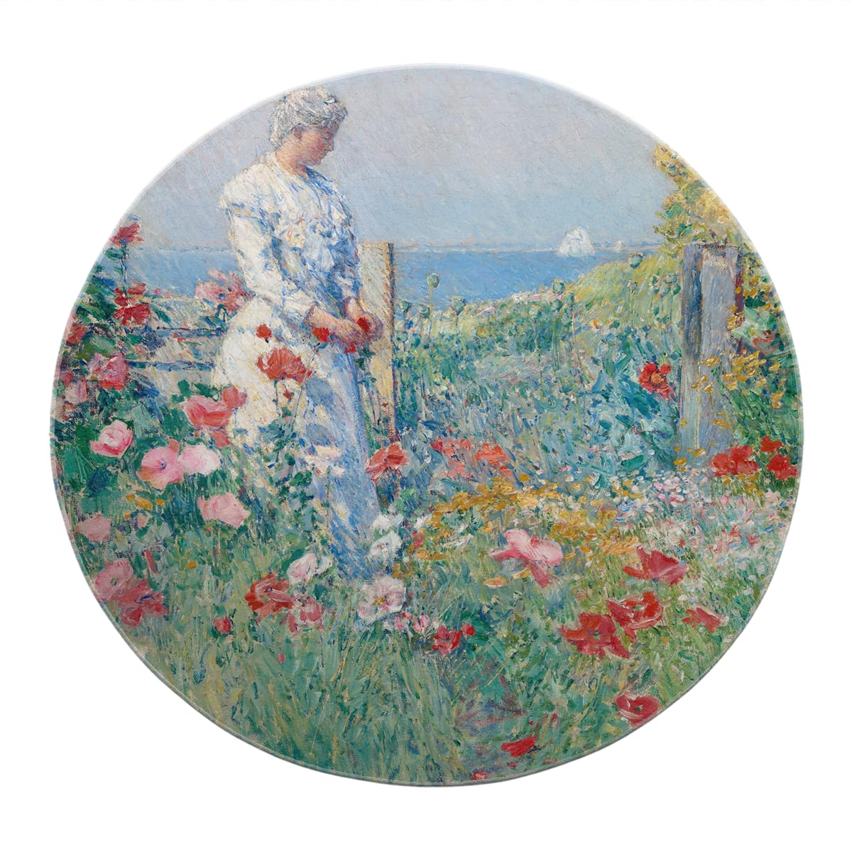 Peinture à l’Huile Style Rond Tapis 100cm dans Le Jardin Imprimer antidérapant pépinière intérieur Lavable Cercle Porte Tapis pour vestiaire Appartement Maison