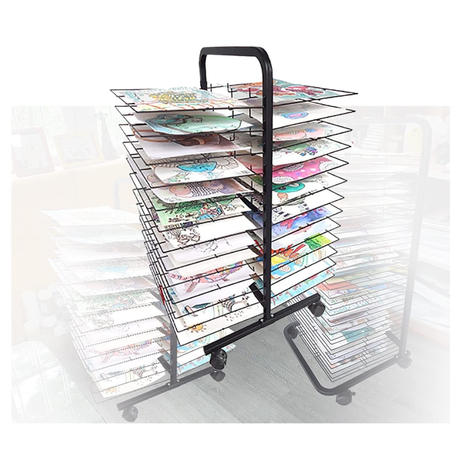Aioneer Mobile Art Drying Rack,Drying Rack for Painting,Suitable for Home or Classroom Use,Protect Artwork When Drying