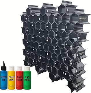 Marks Mandalas TopDot Storage Organizer for Tattoo Ink, Craft Paint, Hair Color – 35 Piece Set Holds 105 Bottles – Slide-Together Assembly – Made in USA