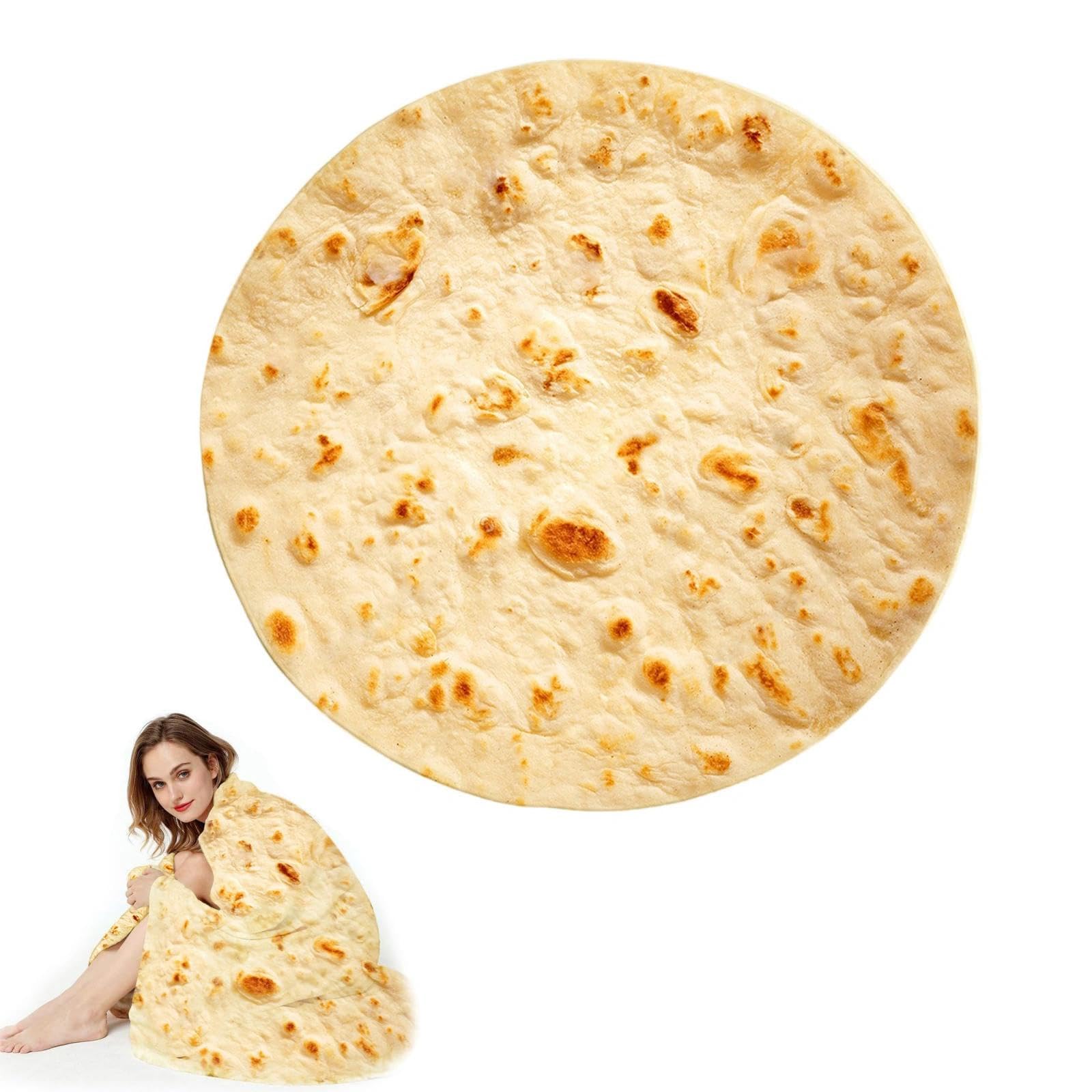Manta Burrito Redondo, Solo Lado Manta Suave y Cómoda, Creativa para Tortilla para Sofá Franela, Burrito Blanket para Interior, Exterior y Más (C, 180CM)