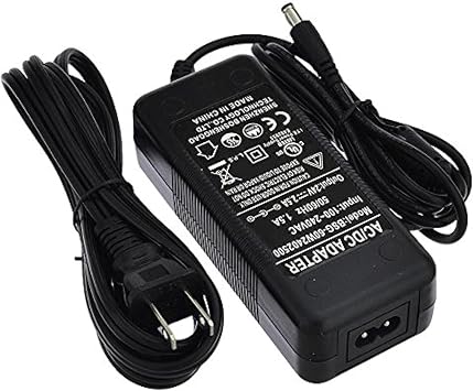 24V 2.5A 60W AC/DC Power Adapter, 5.5x2.5mm DC Plug with Spring Clips, Black, UL-Listed, 3206-24V