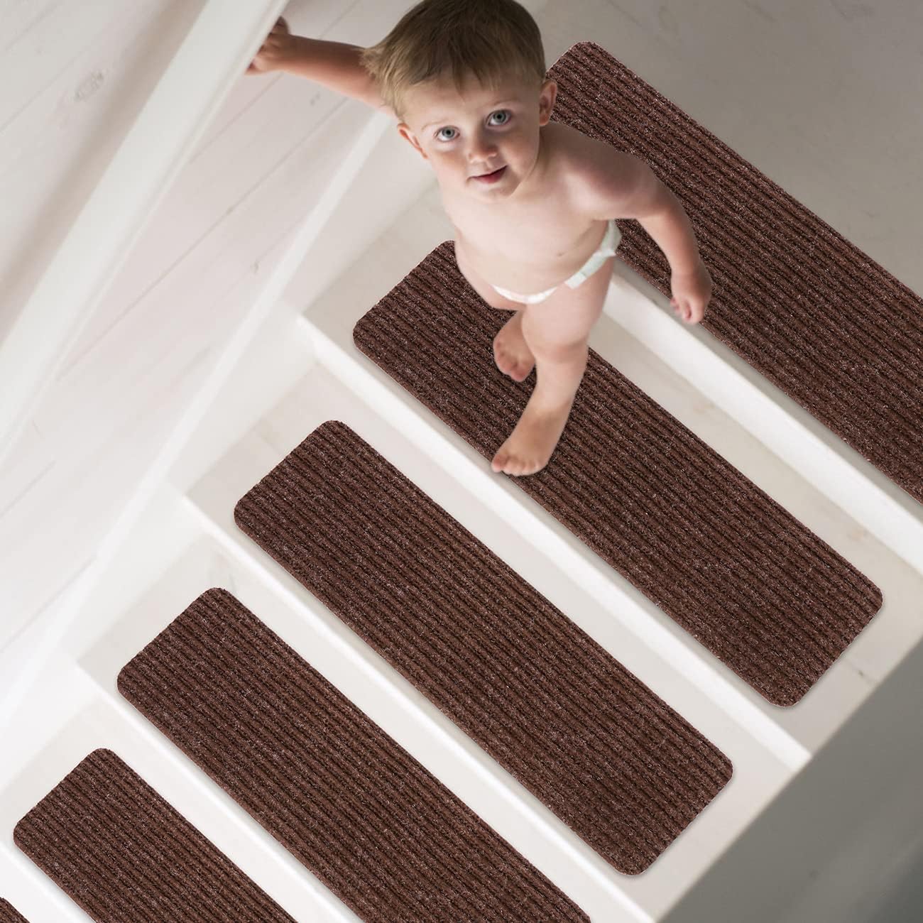 Exclusive Discount 90% Price Matahum Non-Slip Stair Treads Carpet, Treads for Wood Stairs Set of 15,Safety Slip Resistant for Kids, Elders, and Dogs,8 X 30, Brown