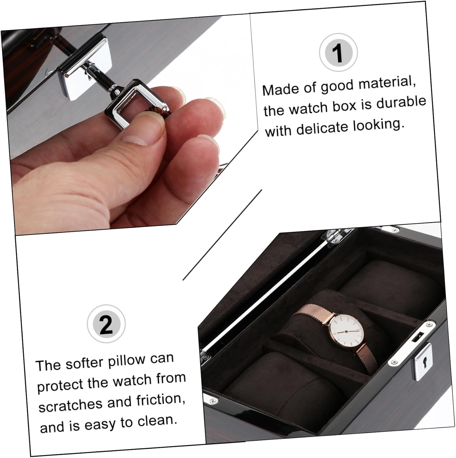 時計ケース ミア ジュエリーボックス ウォッチケース 木製 （ 腕時計 収納ケース ウォッチボックス 腕時計ボックス 天然木 仕切り コンパクト  時計用枕付き 滑り止め付き おしゃれ インテリア 雑貨 木目 ） GerRiT 箱 ウォッチボックス 指紋の木の結婚式 時計の保管 陳列棚 場合 時計収納ケース ブレスレットディスプレイ 女性用のケ