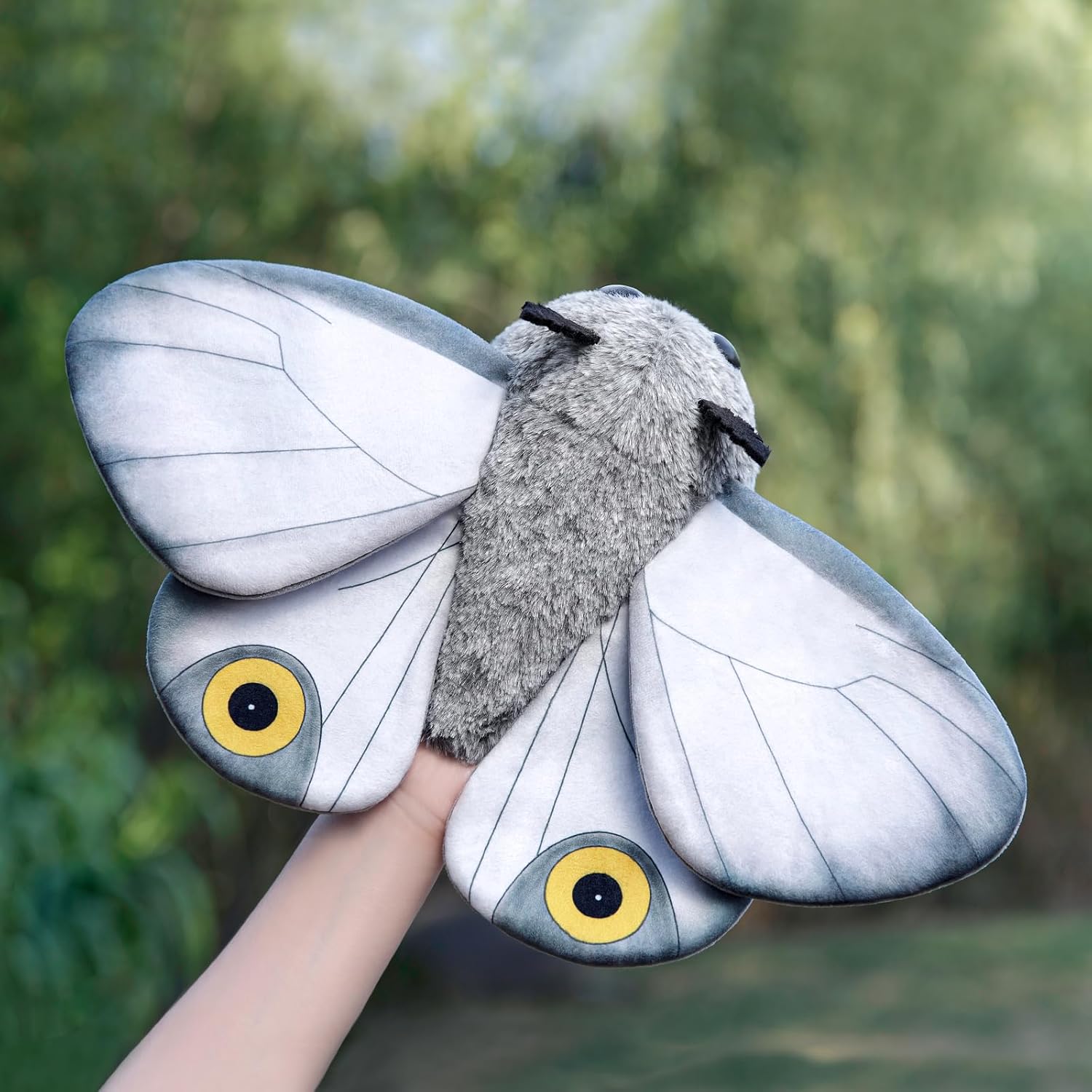 Cute Moth Plush Toy, White Moth Stuffed Animals 11in, Handmade Big Mothman Insect Plushie Model Toy, Unique Plush Gift Collection for Kids