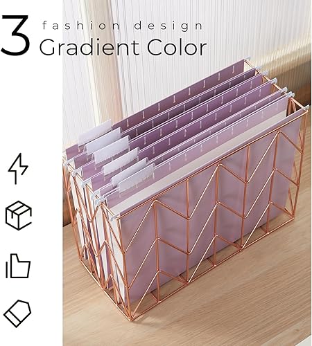 Miniatura 2 de Y YOMA Paquete de 6 carpetas colgantes degradadas tamaño carta, carpetas colgantes decorativas, bonitas carpetas organizadoras para archivadores,