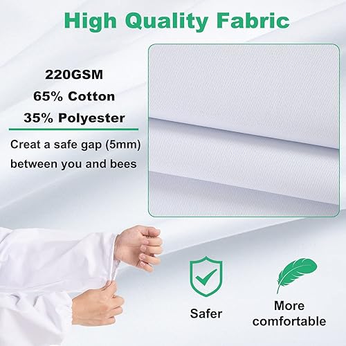 Miniatura 3 de LONGADS Traje de abeja profesional para hombres y mujeres, traje de apicultor con guante y capucha ventilada, traje de abeja de varios tamaños para