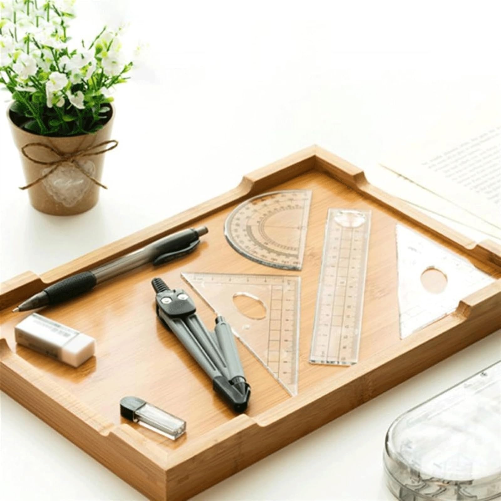 Set di geometrie ABS Set di bussole for geometrie Matematiche, Kit di Strumenti for bussole da Disegno for Studenti con Righello, goniometro, Gomma, ricariche di Piombo for Scuola e Ufficio