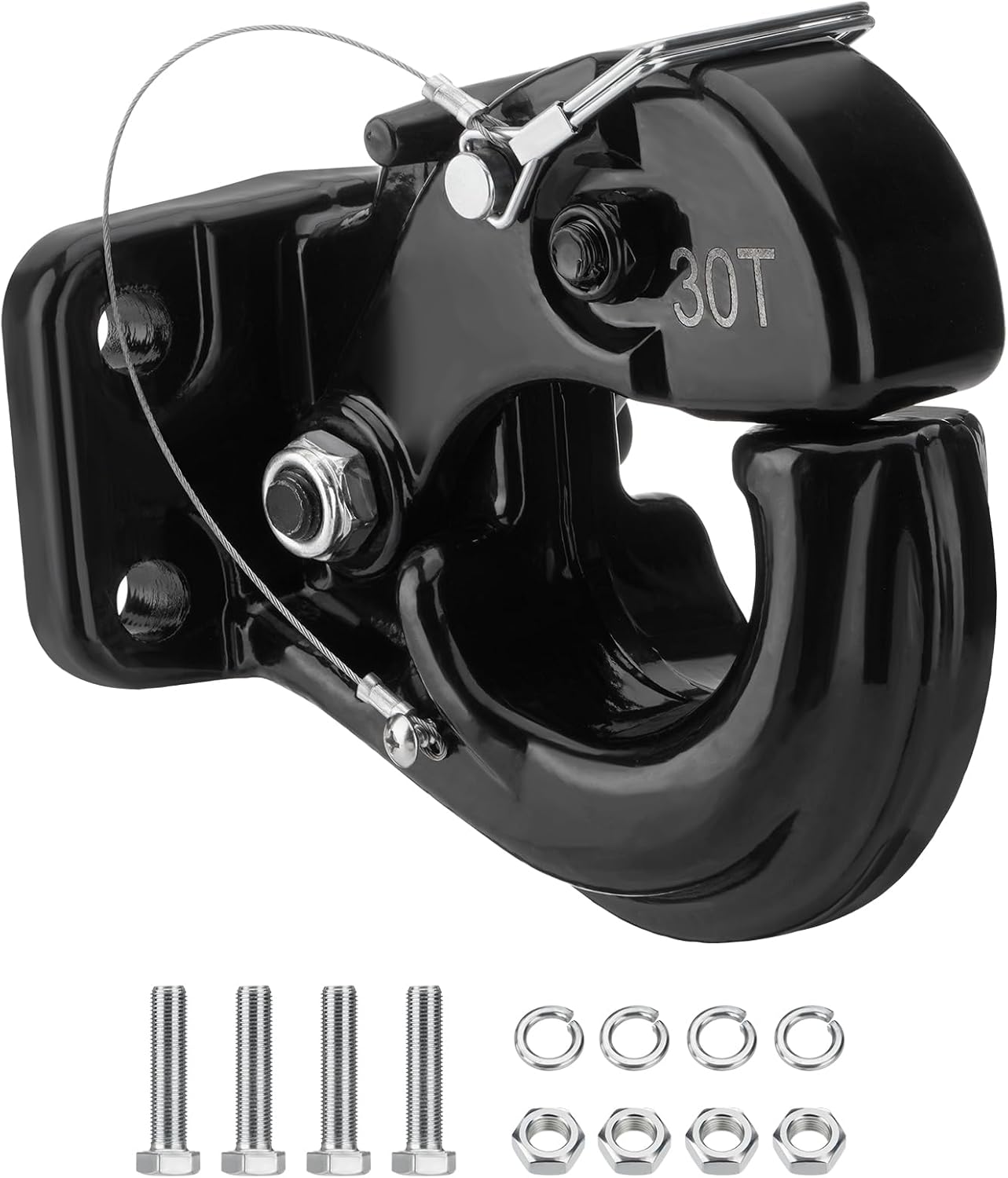 Pintle Hook Hitch 66,000 lbs, Fits 2-1/2 to 3-Inch Lunette Ring Pintle Hitch Receiver, Forged Steel Structure, Anti Corrosion and Anti Rust Coating