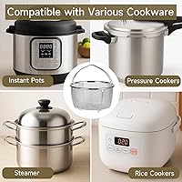 Vista 4 de Cesta de vapor de acero inoxidable, cesta de vapor para verduras para olla instantánea, accesorios de 6 u 8 cuartos de galón, inserto instantáneo