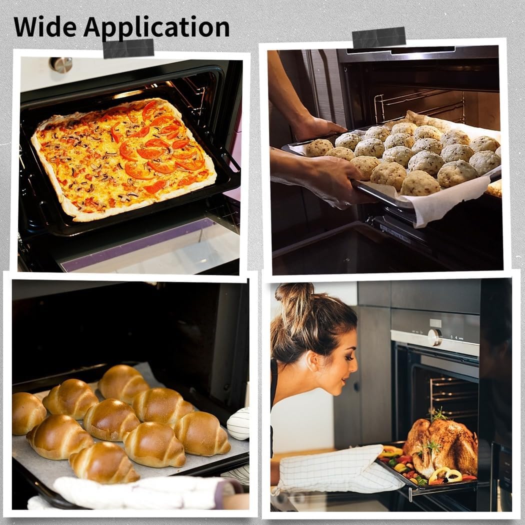 2Pcs 304 Stainless Steel Baking Sheets, Rectangular Cookie Tray, Rustproof Oven Sheet, Dishwasher Safe, 14.2×10.6×0.8