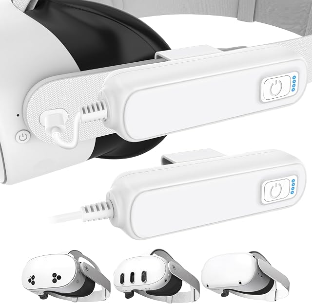 2-Pack 5000mAh Battery Pack for Meta/Oculus Quest 3S/3/2, 18W PD Fast VR Charger, Extended 4-8H Playtime, Dual Fast Charging, Clip-On Power Banks, Lightweight & Safe, Meta Quest 3S/3/2 Accessories