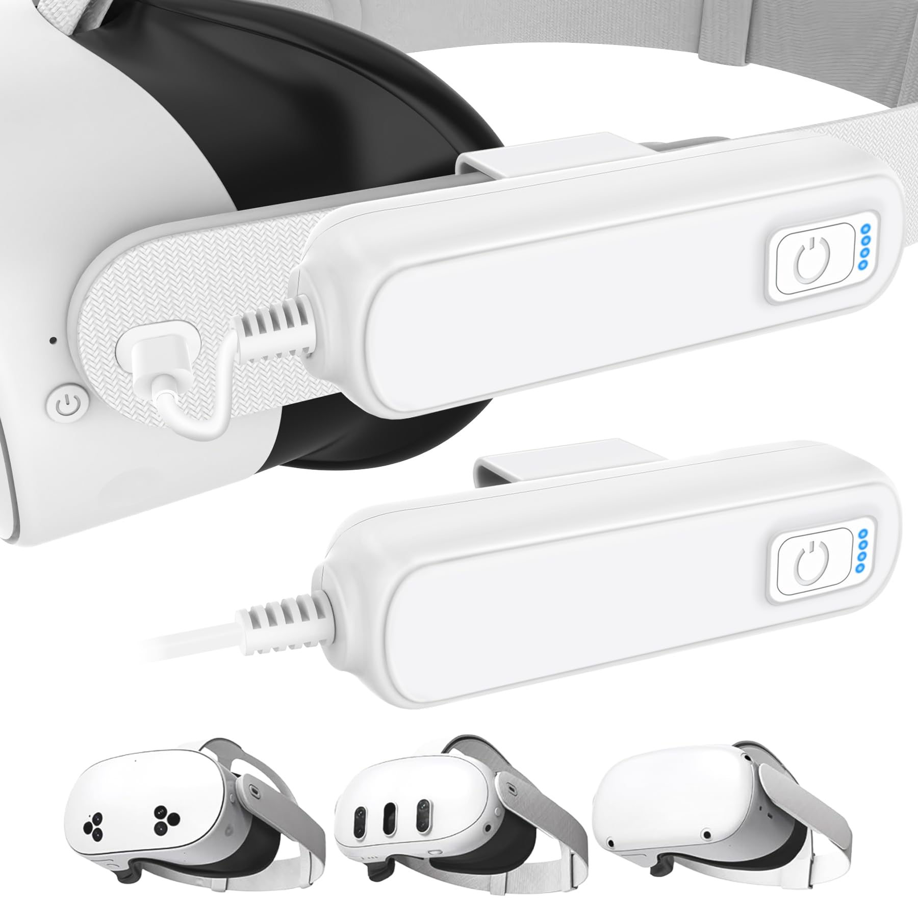 Paquete de 2 baterías de 5000 mAh para Meta/Oculus Quest 3S/3/2, cargador rápido PD VR de 18 W, tiempo de reproducción extendido de 4 a 8 horas, carga rápida dual, bancos de energía con clip, ligero y