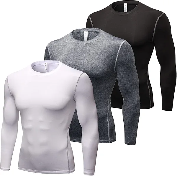 SPVISE Men's Athletic Compression Shirts Long Sleeve Workout T-Shirt Rash Guard Base Layer Top Basketball Undershirt Cool Dry