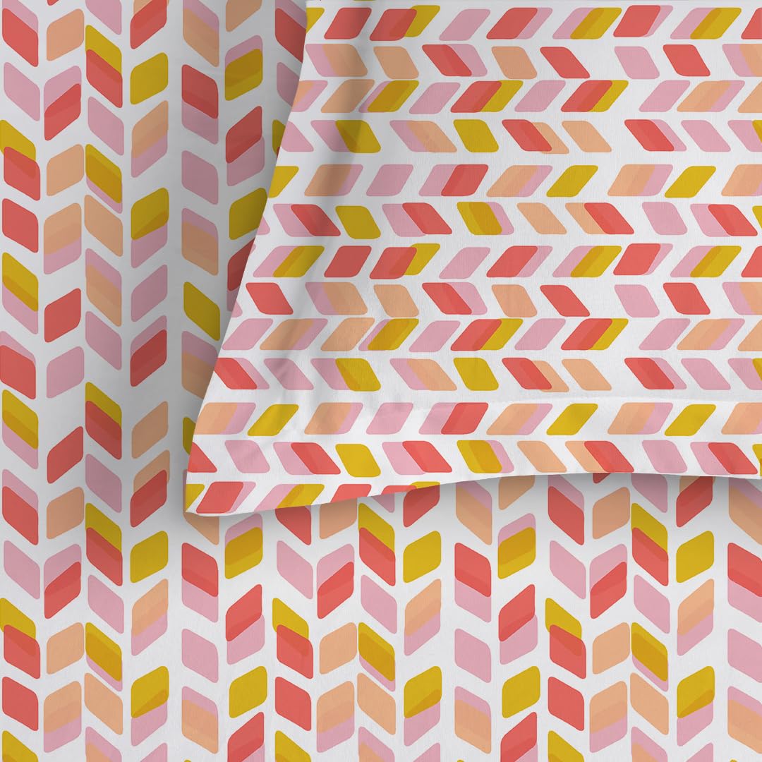 Livspace Bedsheet for Double Bed Queen Size | 78 x 60 Inches Queen Size Bedsheet with Elastic Fitted with 2 Pillow Covers | 100% Cotton, 144 TC Soft & Breathable | Pure Nest by Bello (Yellow Pink) 2