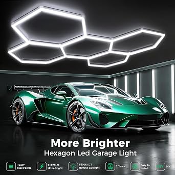 Hexagon Garage Lights 5 Hex 192W LED Ceiling Lightsing for Garage [Energy Class C]