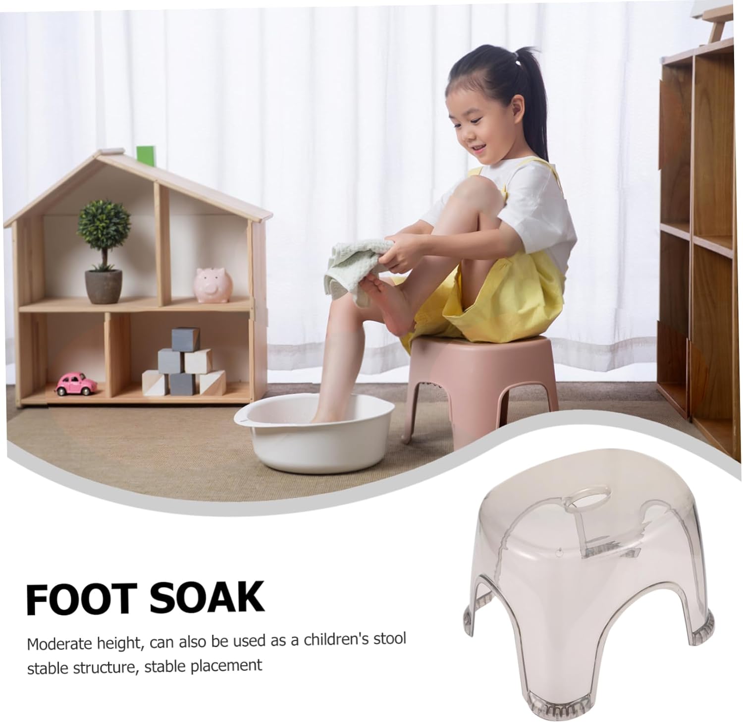 2pcs Sturdy Plastic Stool Boys and Girls Step Stool Non-Slip Surface for Household and Classroom Use