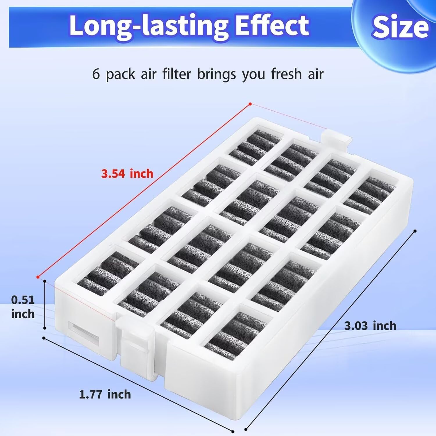W10311524 AIR1 Refrigerator Air Filter Cartridge Replacement Compatible with Whirlpool, AIR1, Maytag, KitchenAid, Jenn-Air, Kenmore Fresh Flow Refrigerator Air Filter - 6 Pack, White