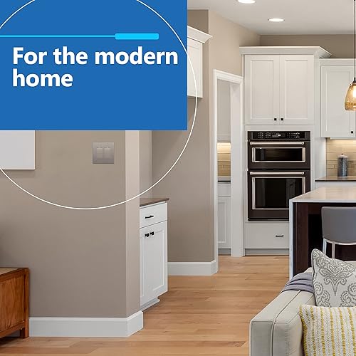 Miniatura 278 de LIDER - Cubierta decorativa de interruptor doble con acabado mate, placa de pared sin tornillos, tamaño mediano, 2 bandas, 4.88 x 4.92 pulgadas