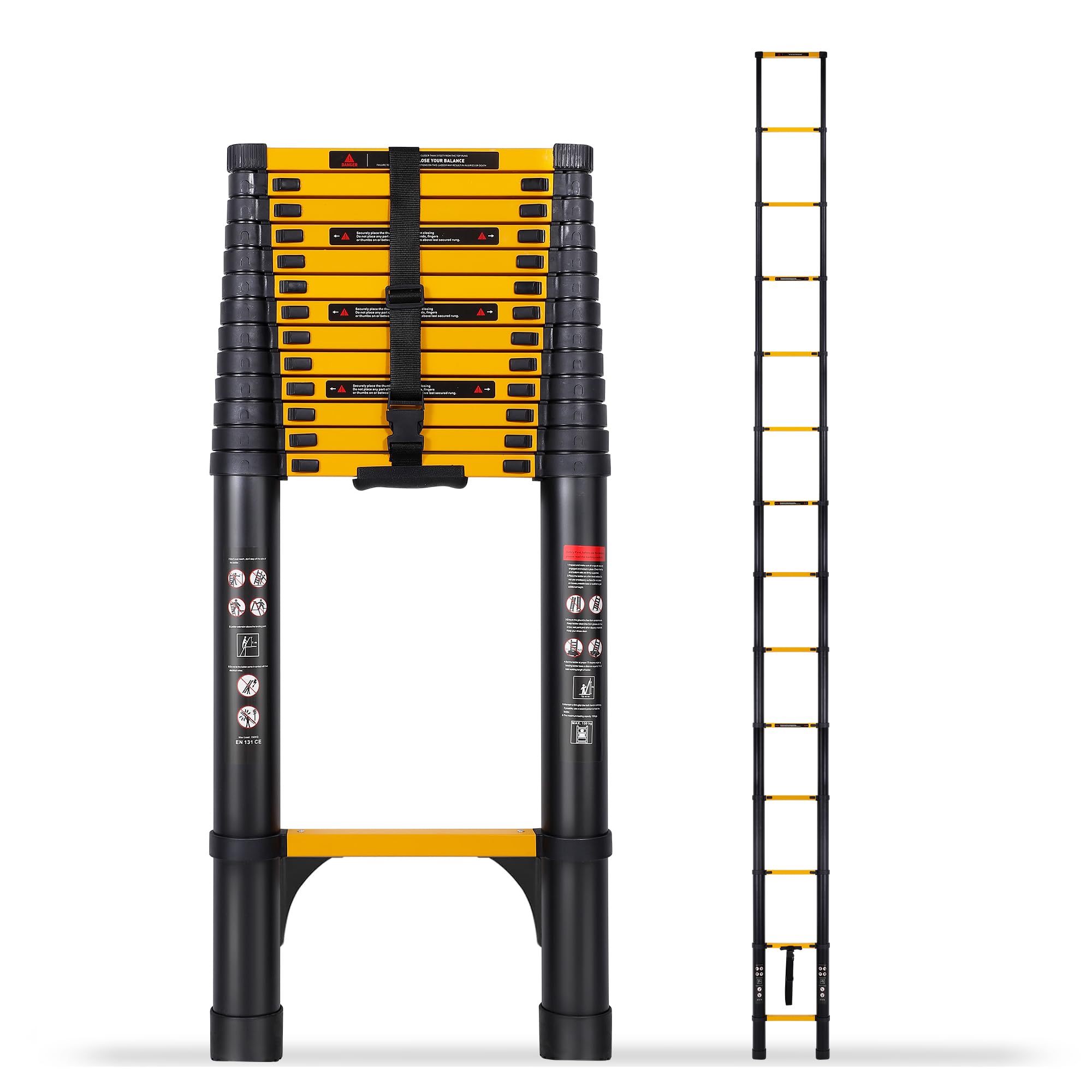 20.3FT Telescoping Ladder, Portable Extension Folding Ladder, Multi-Purpose Compact Telescopic Ladder for Household or Outdoor Work, 330lbs Max Capacity