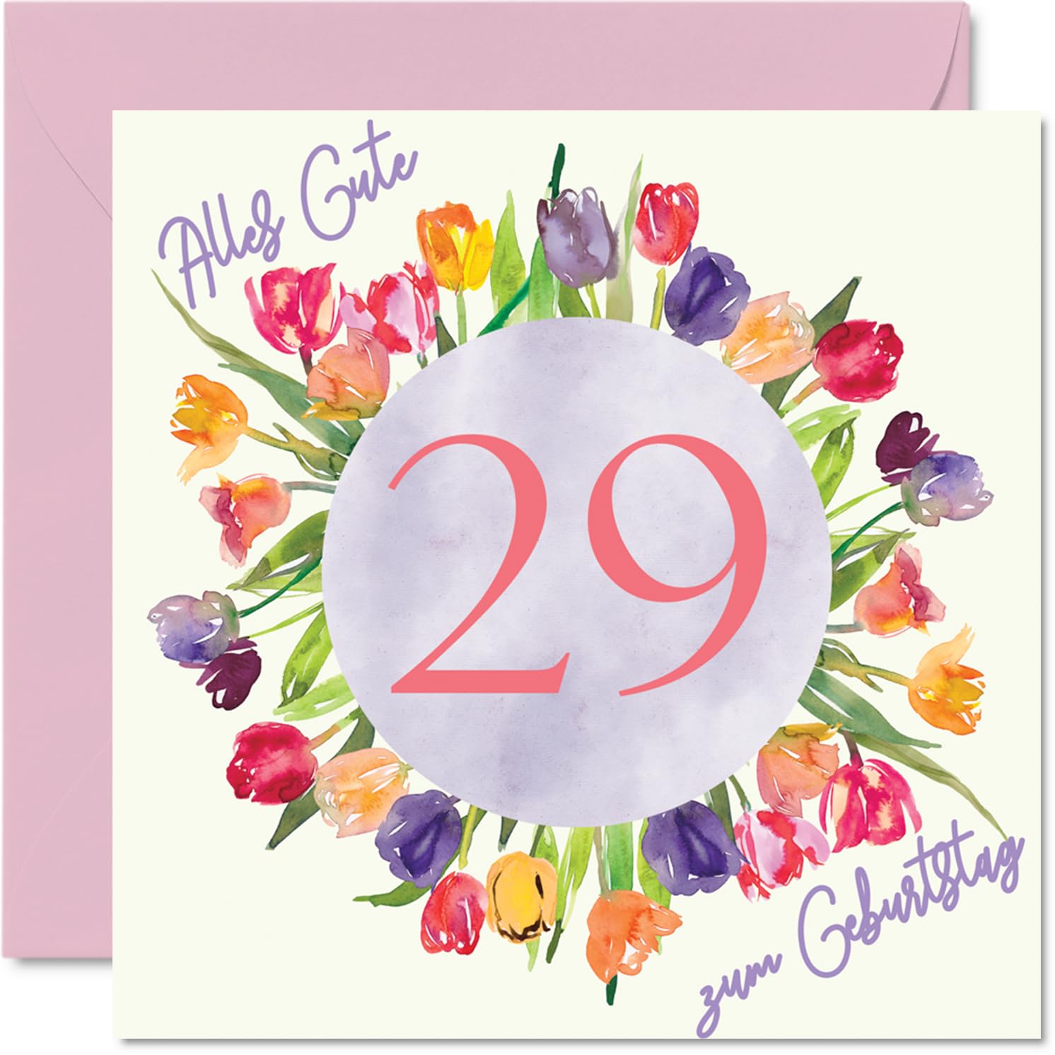 Joycard Biglietto Per Il 29° Compleanno Con Busta Dorata - Tema Nero E Rosa Con Elementi Nostalgici - Regalo Per Donna, Figlia, Amica - Cartoncino Riciclato - 3