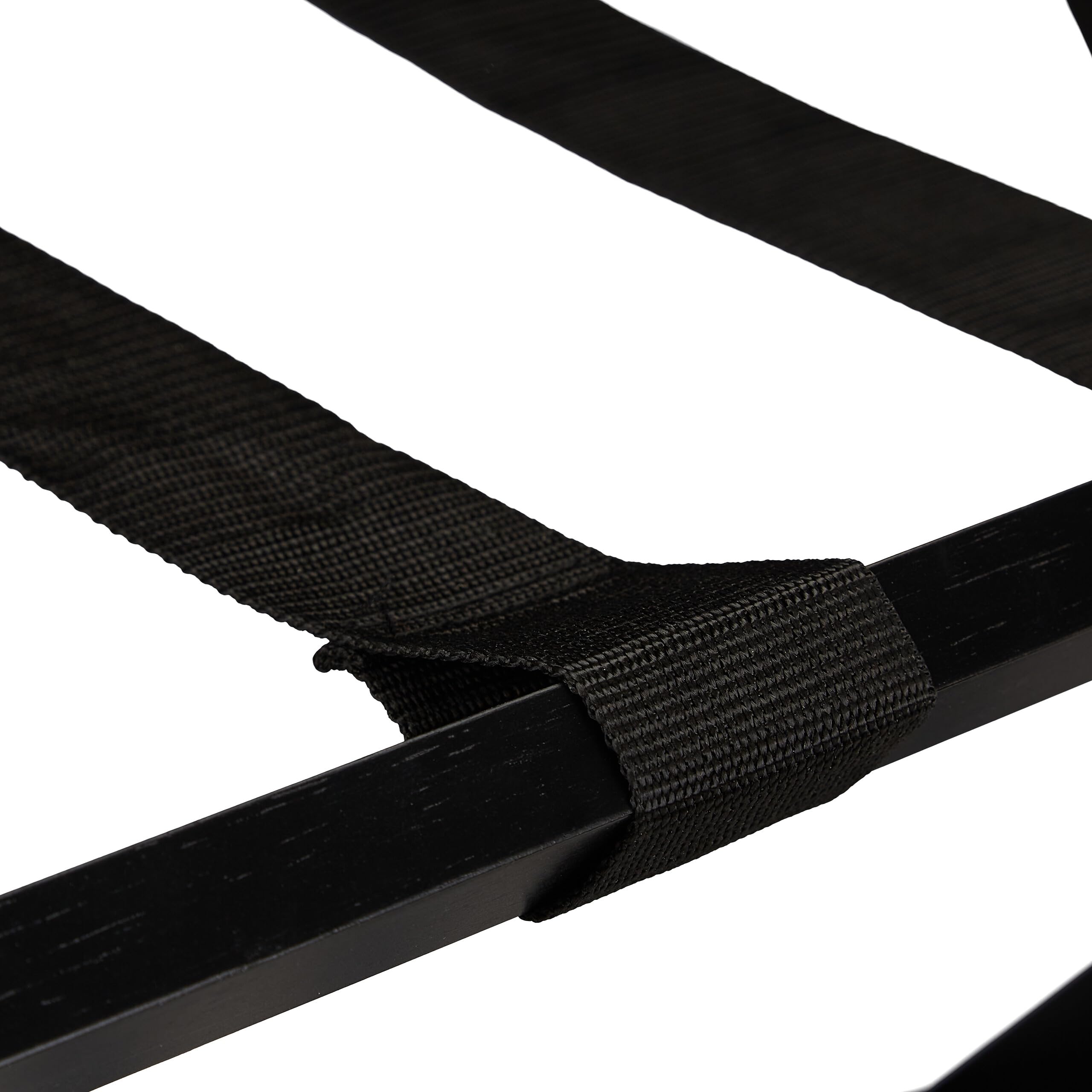 Relaxdays Pack 2 Soportes Maletas, Taburetes Equipaje Plegables, 54x66x45 cm, Portabultos Madera Hotel, 2 Baldas, Negro