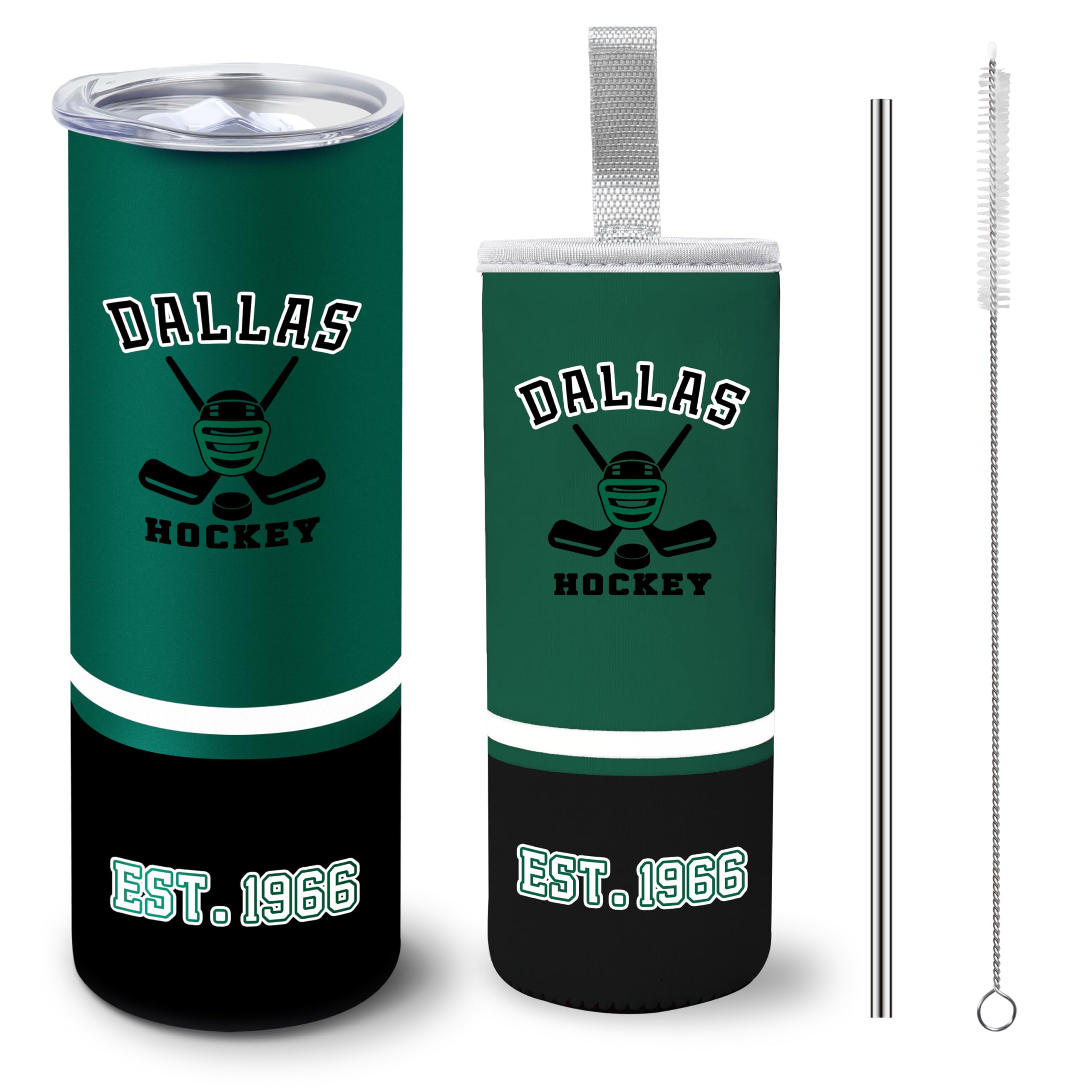 Tumbler 20oz Straight Skinny Car Cups With Insulated Cup Sleeve Portable Handle, Sports Travel Coffee Mug, Stainless Steel, Insulated,Classic Collection Practical Gifts for Fans