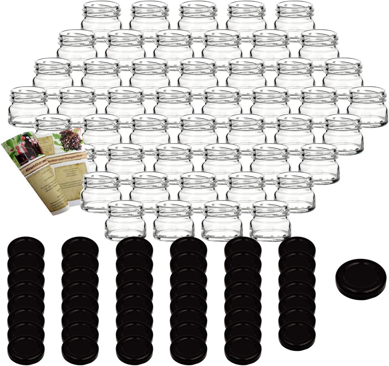 gouveo Lot de 48 Pots Mini 30 ML avec Fermeture pivotante to 43 Noir