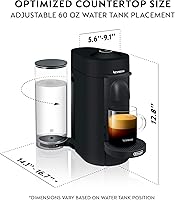 Vista 3 de Nespresso Vertuo Plus Deluxe de De'Longhi - Cafetera para café y espresso, color negro mate con espumador de leche Aeroccino