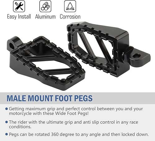 Miniatura 6 de Estriberas de motocicleta MX Wide Pegs Riot reposapiés Chopper Bobber Style para Dyna Fat Bob Touring Road Glide Road King Street Glide Sportster