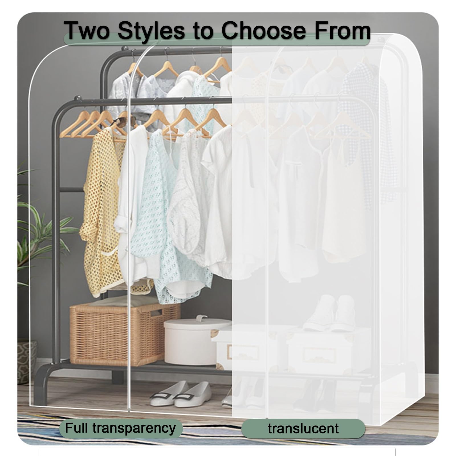 YGER JZGB Housse Portant Vetement, Housse De Vetement Penderie Pour Penderie, Anti-Poussière, Compatible Uniquement Avec Les Cintres à Double Poteau Hauts Et Bas(100x150cm/39x59in