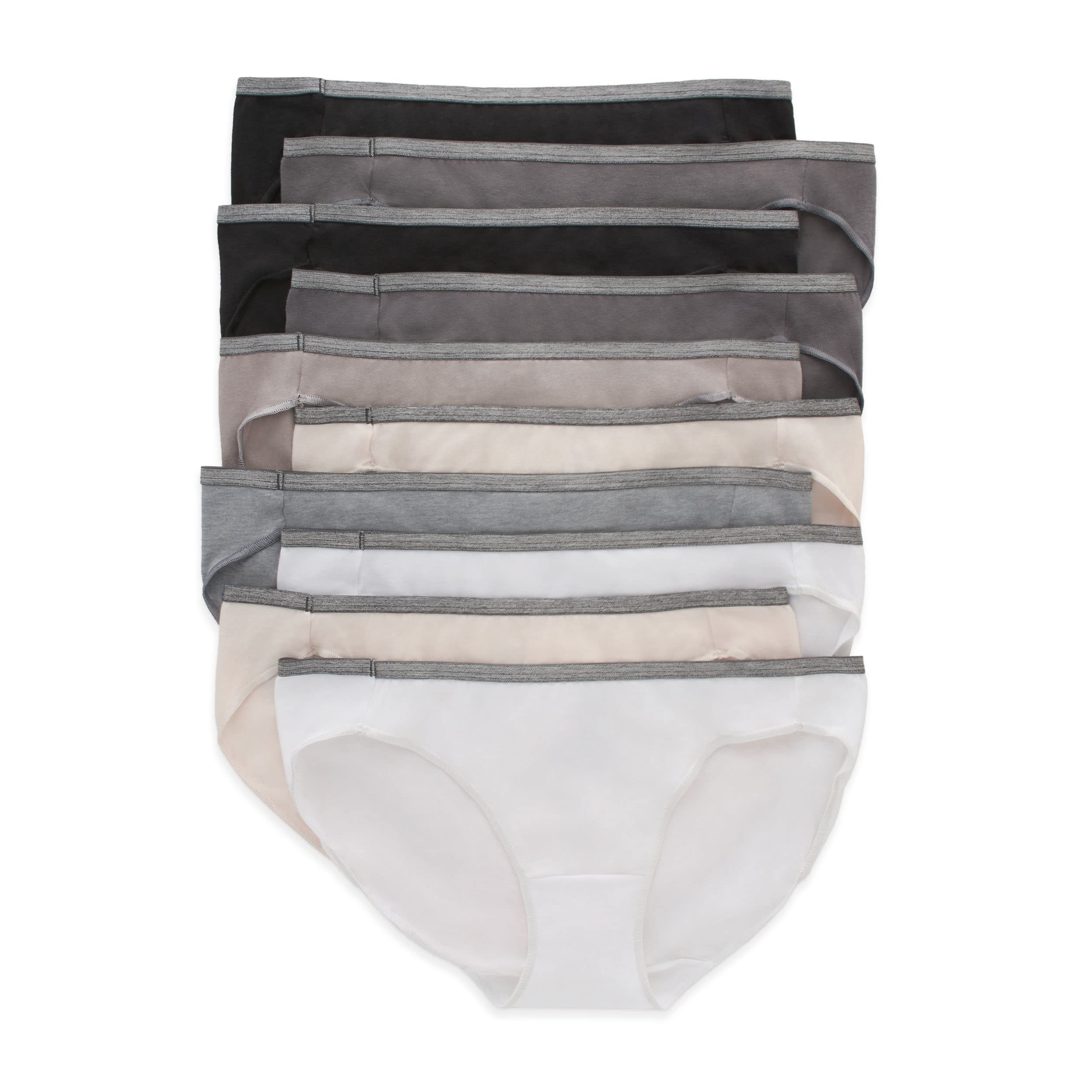 Hanes Stretch Cotton Moisture-Wicking Bikini 10-pack