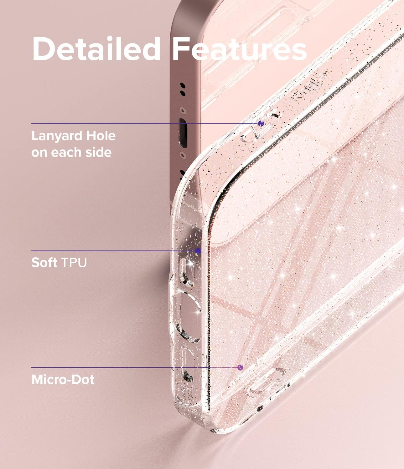Ringke Compatible with iPhone 13 Mini Case, Air Soft Transparent TPU Shockproof Flexible Lightweight Thin Phone Cover - Glitter Clear