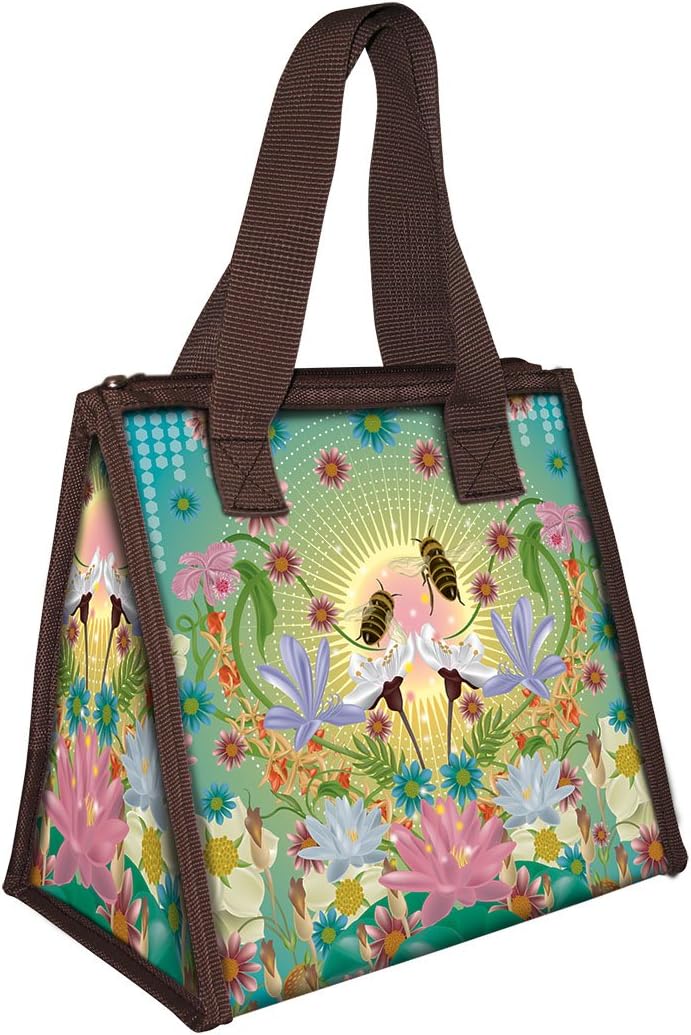 Coelacanth Fabric Zipper Tote, Happy Bees, Mixed