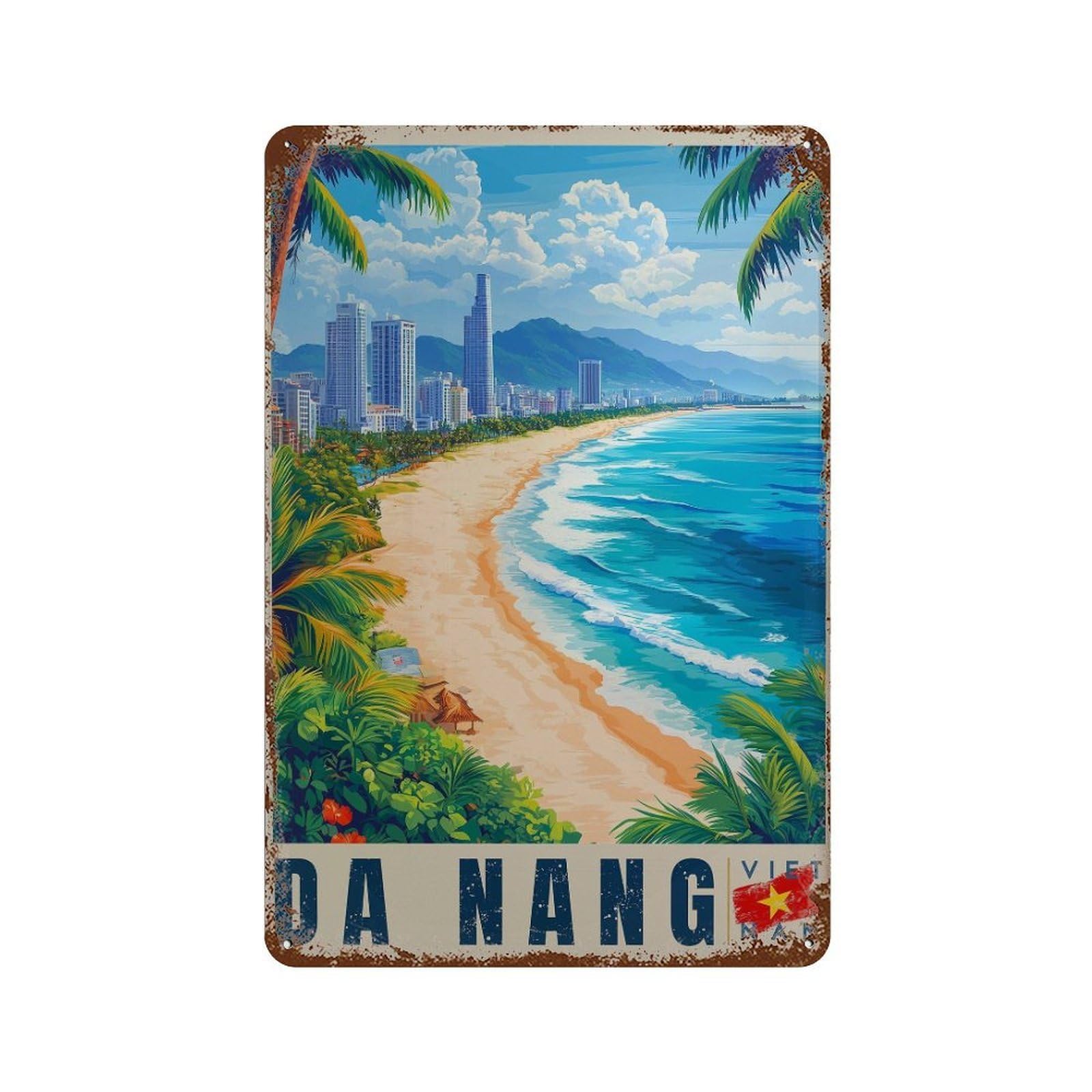 xiaoxiaoshen Da Nang Vietnam Travel Lang Co Wall Decor Art Metal Tin Poster Modern Home Decor Art Home Bar Shop Decorations Vintage Sign 30x20cm