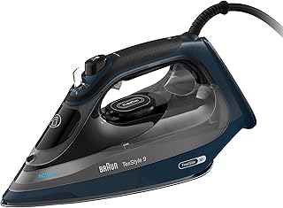 Braun TexStyle 9 SI9682 DB - Plancha de vapor con tecnología FreeGlide 3D, vapor vertical, función antigoteo, función de autolimpieza, orificio de llenado de 330 ml, 260 g/min, 3200 W, azul oscuro